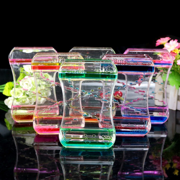 นาฬิกาทรายจับเวลา2สี แบบน้ำ งานฝีมือ อะคริลิค คริสตัล น้ำมันหยด ฝึกสมาธิ ใช้เป็นของตกแต่ง ของขวัญ