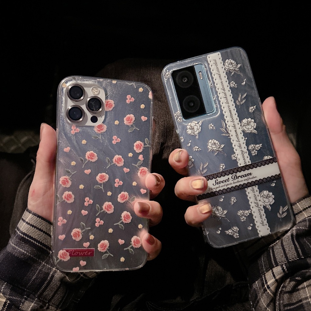 เคส สกรีนลายดอกไม้ น่ารัก สำหรับ รุ่น For iPhone 11 SAMSUNG A55 A54 OPPO A52020 A15 RENO7Z RENO10 VIVO Y17 Y20 Y27 Y36