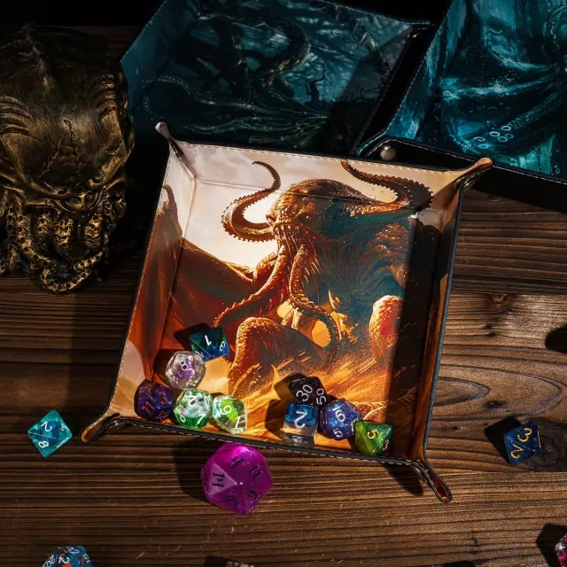Kraken Dice Tray | Leather Square Tray | ถาดทอย ลูกเต๋า DnD D&D MTG RPG TRPG เกมกระดาน บอร์ดเกม Game Magic เมจิก