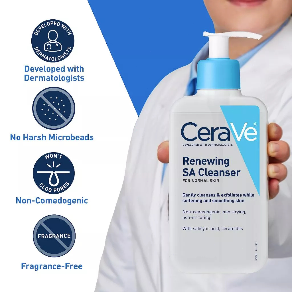 Cerave Renewing SA Cleanser 237ml ทำความสะอาดผิวหน้าและผิวกาย เซราวี น้ำยาทำความสะอาด สูตรสำหรับผิวหยาบกร้าน