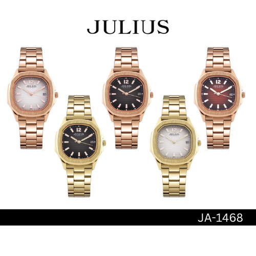 Julius JA-1468 นาฬิกาข้อมือผู้หญิง สายสแตนเลสสตีล หน้าปัดสี่เหลี่ยม แบรนด์เกาหลี ของแท้ ประกัน 1 ปี