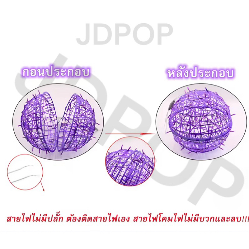 ไฟตะกร้อLED ขนาด 30CM.โคมไฟตกแต่งต้นไม้ ไฟประดับ ไฟปีใหม่ กันน้ำIP65 เสียบปลั๊กไฟบ้าน220Vใช้งานภานในภายนอกได้ ราคา ถูกที่สุด ดีลบีเคเค แกลเลอรีภาพที่ 2