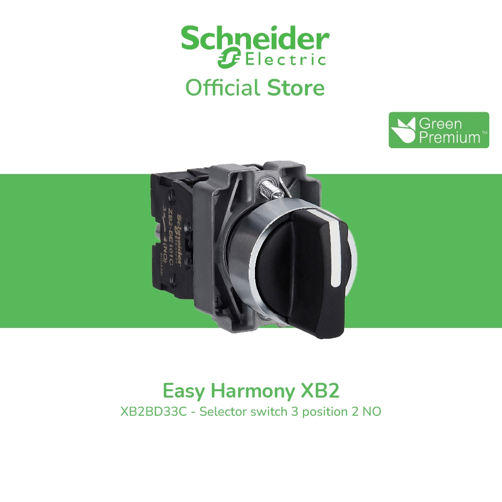 Schneider Electric Easy Harmony XB2 Selector switch 3 position 2 NO - XB2BD33C สินค้าในชุดประกอบด้วย