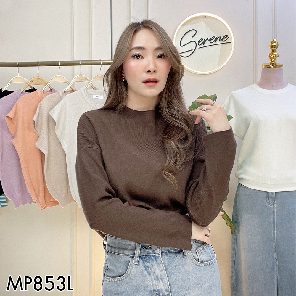 Serene's Choice เสื้อคอปีนแขนยาว ผ้าไหมพรม เสื้อยืด High Neck Long Sleeve Knitted เสื้อไหมพรม