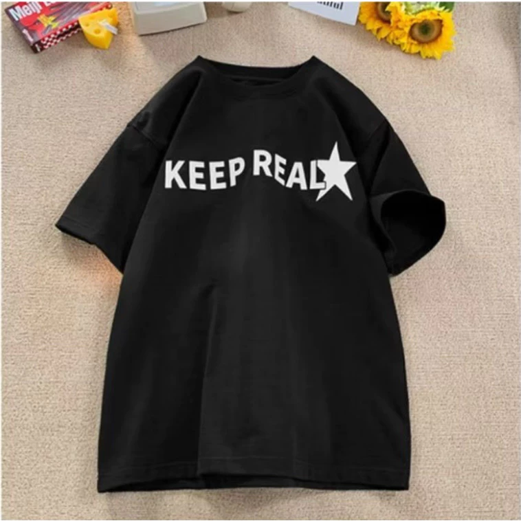 เสื้อยืดสตรีทลายตัวหนังสือผู้หญิง ผ้าคอตตอน100% oversize เสื้อผ้าแฟชั่นไซส์ใหญ่ ทรงหลวม เสื้อคู่กับแฟนโอเวอร์ไซส์เกาหลี thumbnail 6