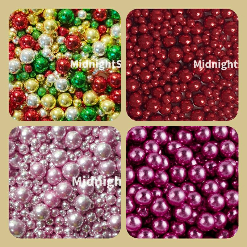 พร้อมส่ง น้ำตาลตกแต่งขนม กินได้ ไข่มุกน้ำตาล 4/7มิล สีเมทัลลิค แบ่งขาย 25/100 กรัม