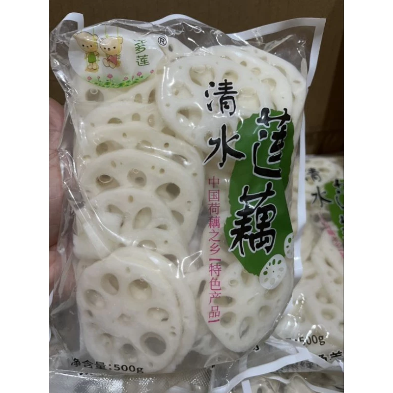 รากบัวสด รากบัวสดผ่าน รากบัวจีน รากบัวสดบรรจุถุง 500g 新鲜莲藕