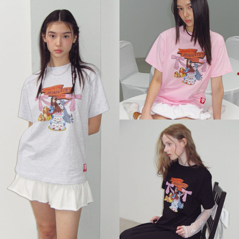 มีโค้ดลด 30% RONRON X LADY AND THE TRAMP ROMANTIC PARTY BASIC FIT T-SHIRT