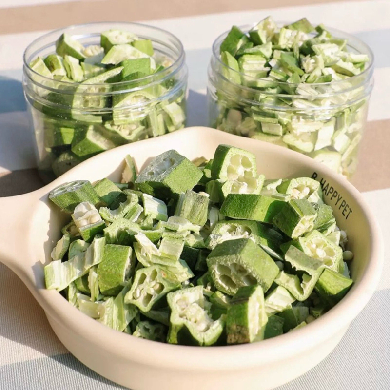 Freeze Dried Okra 5g กระเจี๊ยบฟรีซดราย ขนมนก ผสมกับอาหาร นกกัดง่าย โดยเฉพาะนกขนาดเล็ก ขนมนกแก้ว อาหารนก