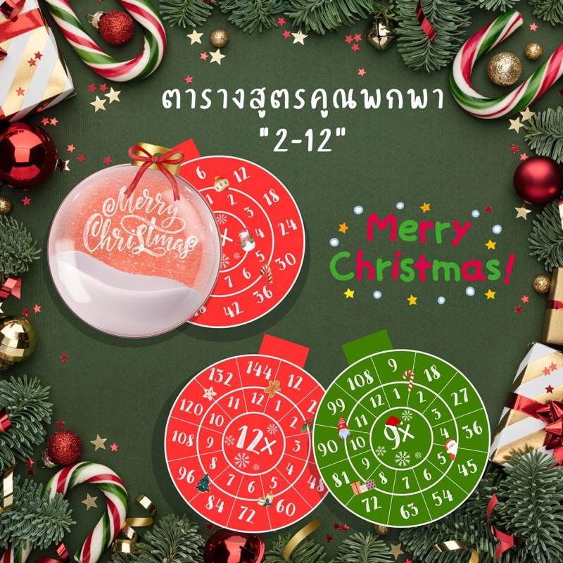 ตารางสูตรคูณพกพา 2-12 วงล้อสูตรคูณเด็ก ฝึกคณิตศาสตร์ ของเล่นการศึกษา Montessori