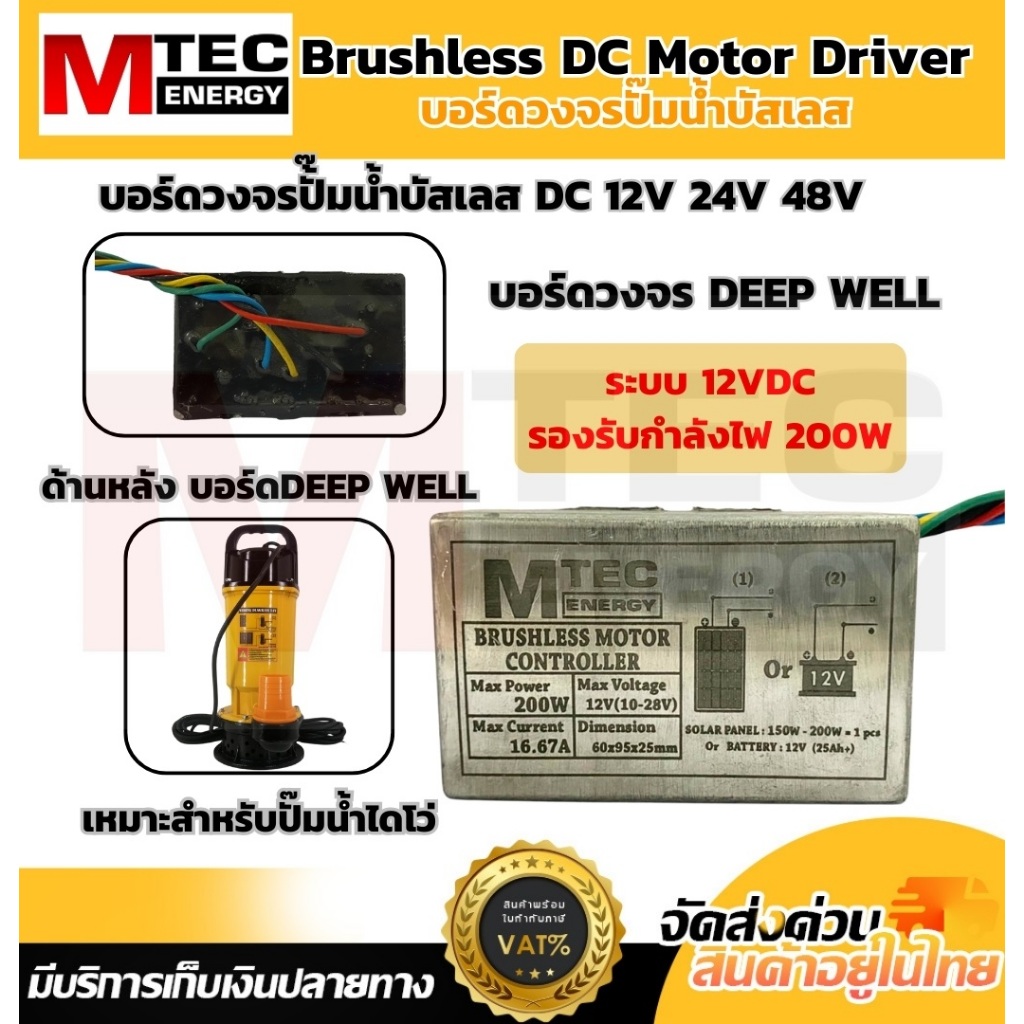 บอร์ดวงจรไดรเวอร์มอเตอร์ BLDC,สำหรับปั๊มน้ำบัสเลส แบบซีลกันน้ำ DC12V 24V 48V (Brushless DC motor Driver)