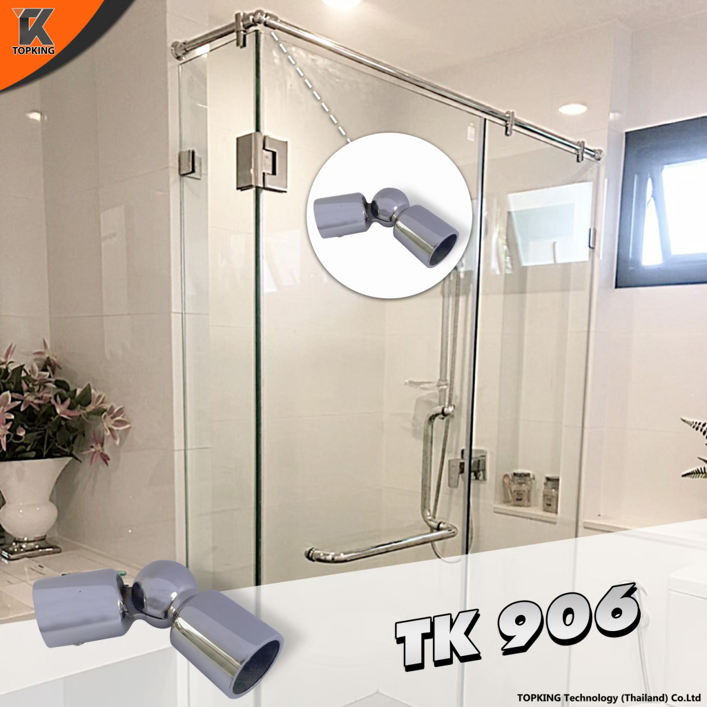 ตัวยึดกระจกกันแกว่ง Stainless 304 ตัวร้อยท่อ กันแกว่ง ข้อยึดท่อกลม รุ่น TK 906 G