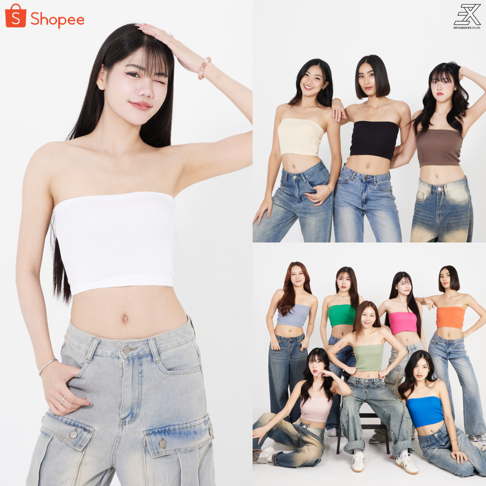 Expogarment เกาะอก ผ้าร่อง ทรงสวย หลายสี สายเกา สายฟอ ไม่สั้น ยางบนล่าง เกาะอกไม่หลุด เกาะอกสี BT006
