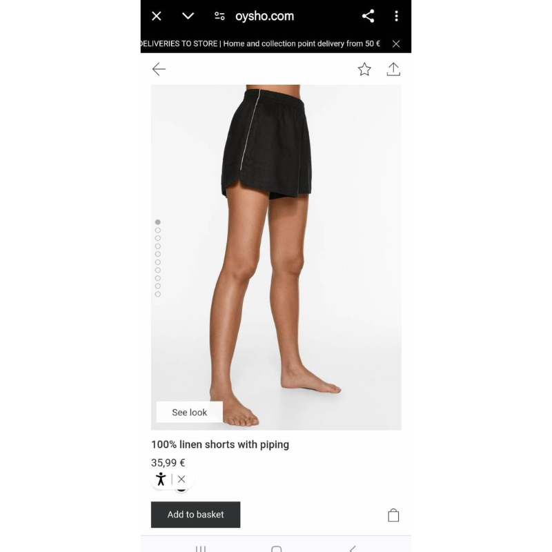 Oyshoกางเกงขาสั้นงานแท้ชนช็อปผ้าลินินมีกระเป๋าจ้าง