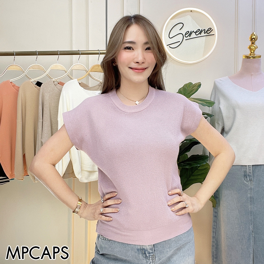 Serene's Choice เสื้อคอกลม แขนล้ำ หน้าผ้า 35 นิ้ว ผ้าไหมพรม Cap Sleeve 35" Knit Shirt
