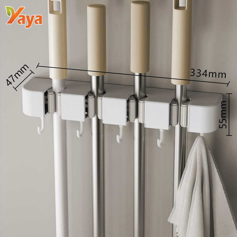 YAYA ที่แขวนอเนกประสงค์ สำหรับไม้ถูพื้นและไม้กวาด ไม่ต้องเจาะ ติดง่าย รับน้ำหนักเยอะ