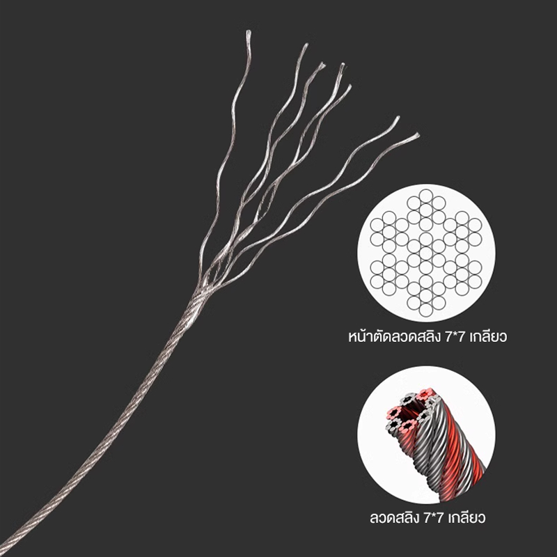 สลิงแสตนเลส  ลวดสลิง 1.5 มิล , 3มิล , 4มิล , 6มิล กันน้ำและกันสนิม ทนทาน ขดละ 10-50เมตร - รูปที่ 3