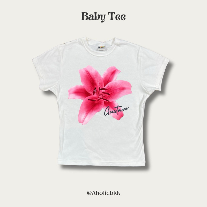 AHOLICBKK | [สกรีนแบบใหม่] เสื้อทรง BABY TEE ALWAYS BLOOMING