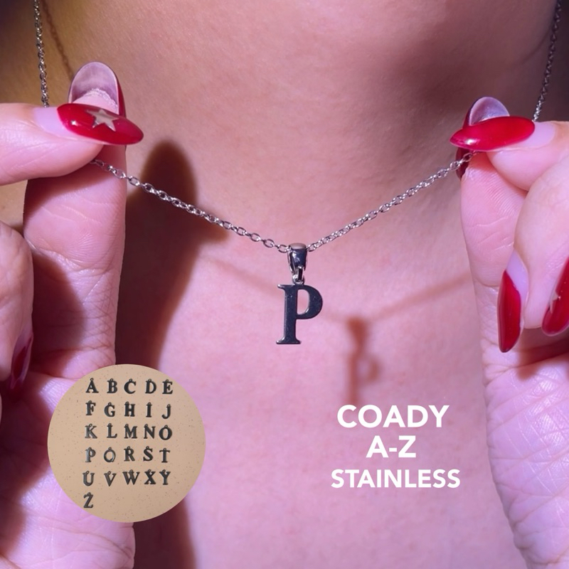 Coady สร้อยคอตัวอักษรสแตนเลส ⑅ Stainless Steel  | โดนน้ำได้ ไม่ดำ ไม่ลอก