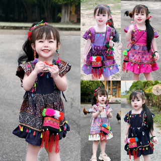 ชุดเด็กแต่งพู่ระบายชายสวยๆ ทรงโมเดิลผูกข้าง ผ้าฝ้ายแท้ สวมใส…