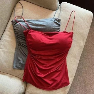 สายเดี่ยว สายเที่ยว แฟชั่น เซ็กซี่ มีฟองน้ำให้ 32-36 ใส่ได้ เสื้อผ้า ผู้หญิง เสื้อเกาะอกผู้หญิง สีพื้น สไตล์ลำลอง