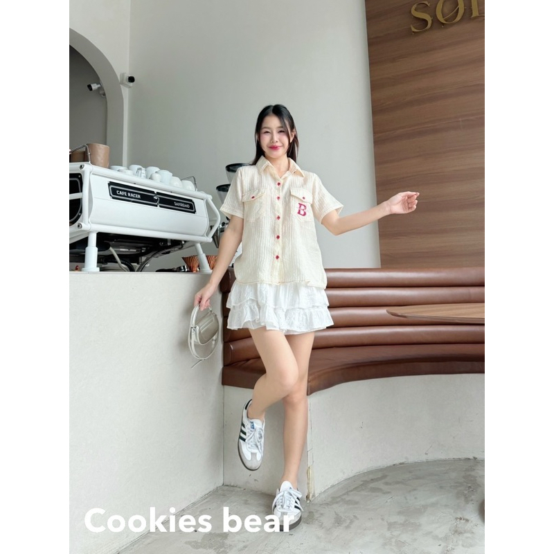 🌟Mamildya.shop🌟 เสื้อเชิ้ตแขนสั้นทรงโอเวอร์ไซส์ งานผ้าเมอร์ซี่อัดริ้ว/I2-3/COOK-ริ้วB - รูปที่ 3