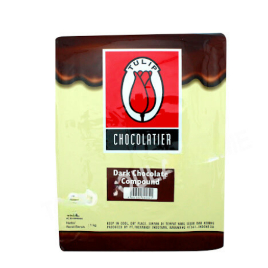 ดาร์กช็อกโกแลตคอมพาวด์ ตราทิวลิป ขนาด 1 กก. (TULIP  Dark Chocolate Compound)