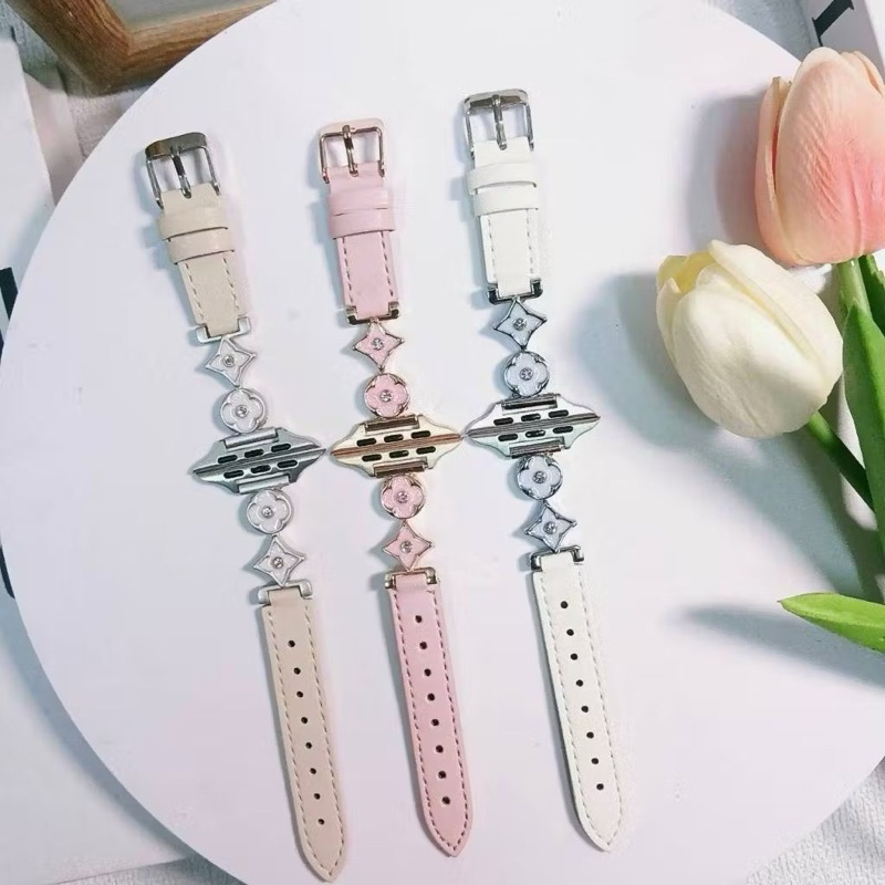 ZMZ-สายนาฬิกา Smartwatch สายหนังดอกไม้L/V ขนาด 38/40/41/42S10mm 42/44/45/46/49mm