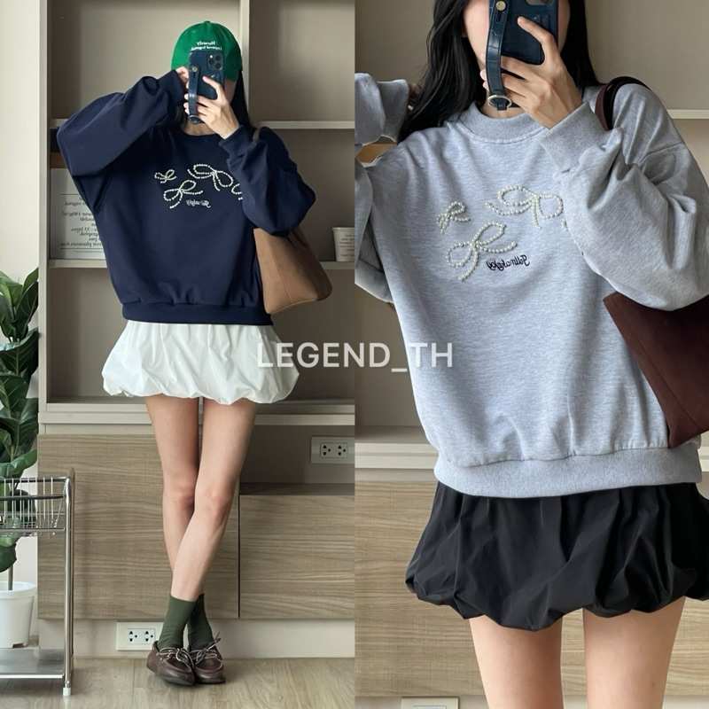 Legend | Mookie bow sweater ปักอะไหล่มุกโบว์