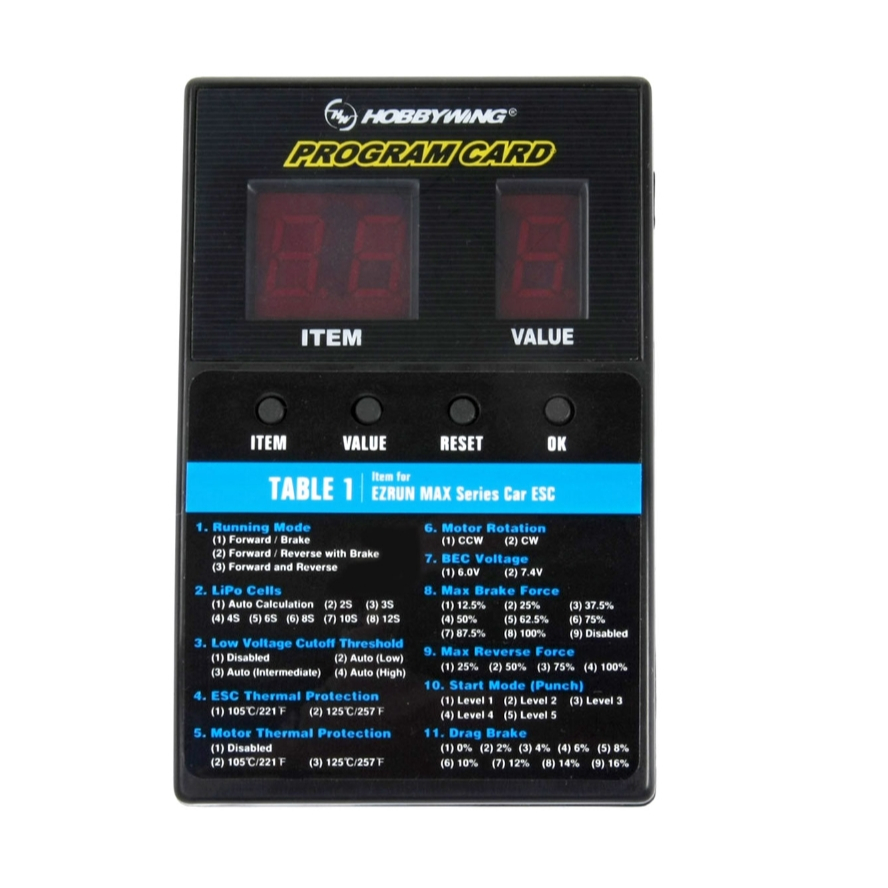 [การ์ดเซ็ท] Hobbywing LED Program Box ใช้กับสปีด Platinum Flyfun Skywalker Ezrun Quicrun Seaking ฯลฯ