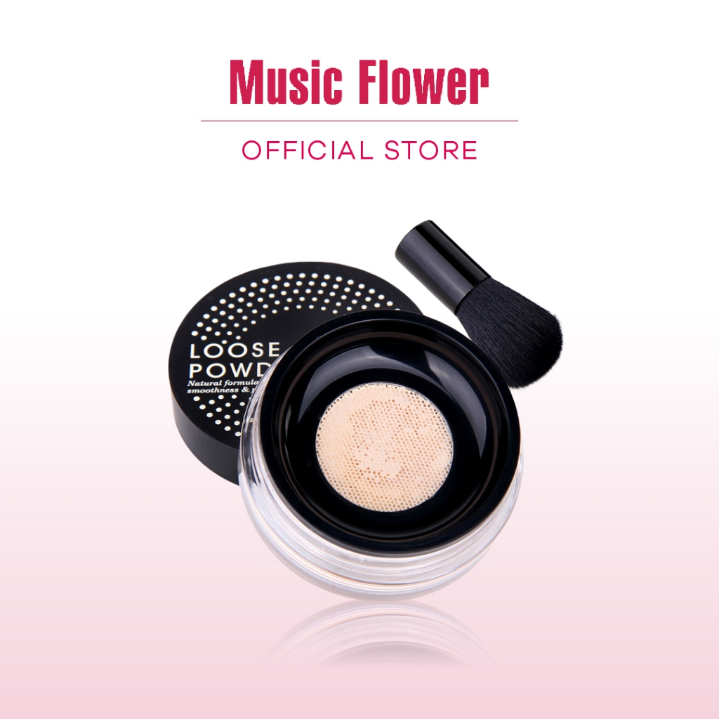[Music Flower] Loose Powder แป้งฝุ่น กันน้ำกันเหงื่อ โปร่งแสง เเป้งคุมมัน ติดทนนาน 24 ชม.