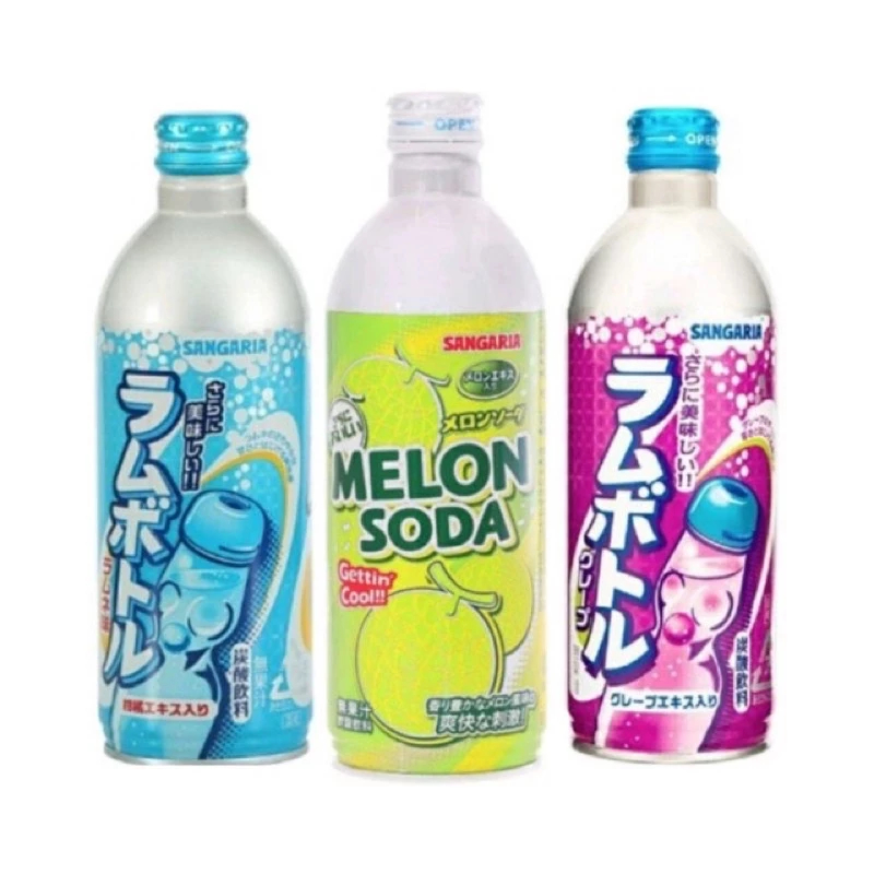 Sangaria Ramune Bottle เครื่องดื่มน้ำโซดา เครื่องดื่มอัดลม ผสมผลไม้ สไตล์ญี่ปุ่น เครื่องดื่มญี่ปุ่น