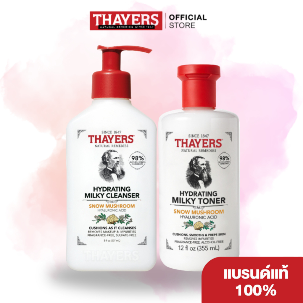 Set Thayers Hydrating Milky Cleanser Snow Mushroom Hyaluronic Acid 237 ml + Toner Snow Mushroom Hyaluronic Acid 355 ml