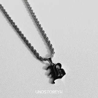 UNO062🔥”สร้อยคอ Fluxx จี้รุ่น GIGA GOTH” สแตนเลสแท้ทั้งสร้อยคอและจี้ สร้อยลายเกลียว จี้GIGA GOTH ตัวอักษรA-Z