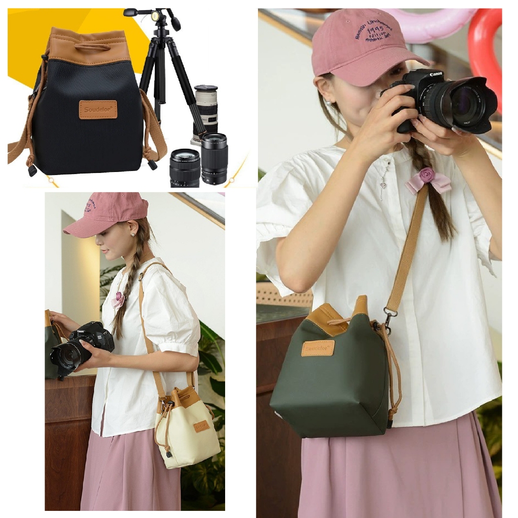 พร้อมส่ง กระเป๋ากล้อง หนัง PU กระเป๋าเลนส์ ถุงใส่กล้อง ถุงใส่เลนส์ dslr/mirrorless Camera Bag