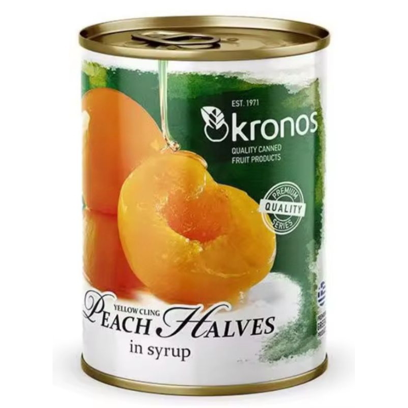 Kronos Peach Halves in Syrup 820g  - พีชแบบผ่าครึ่งในน้ำเชื่อม ขนาด820กรัม. (โครนอส)