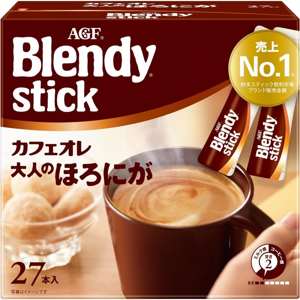 【Direct delivery from Japan】AGF Blendy Stick Cafe au lait [Stick coffee] 27 pieces (×1) /Cafe au lait Calorie half / Cafe au lait, bittersweet for adults / Espresso au lait with slight sugar【Japan Quality】