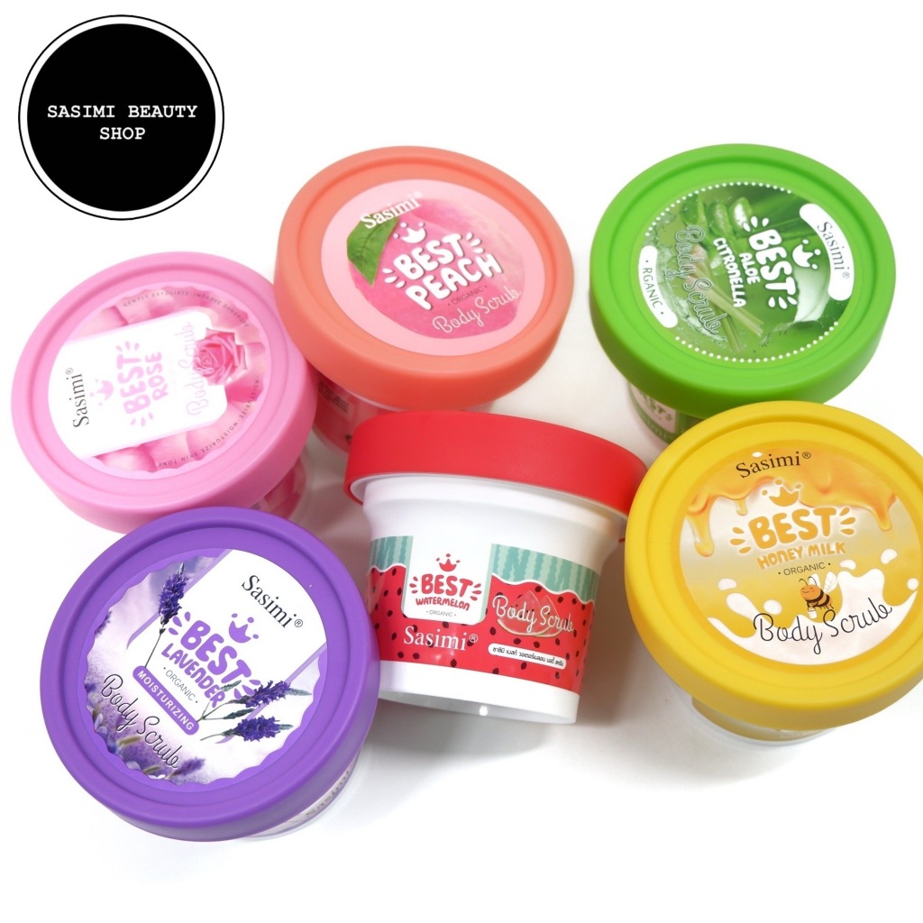 SASIMI Organic Best Body Scrub สครับขัดผิวกาย เนียนนุ่ม กระจ่างใส ไม่ระคายเคืองผิว 200ml
