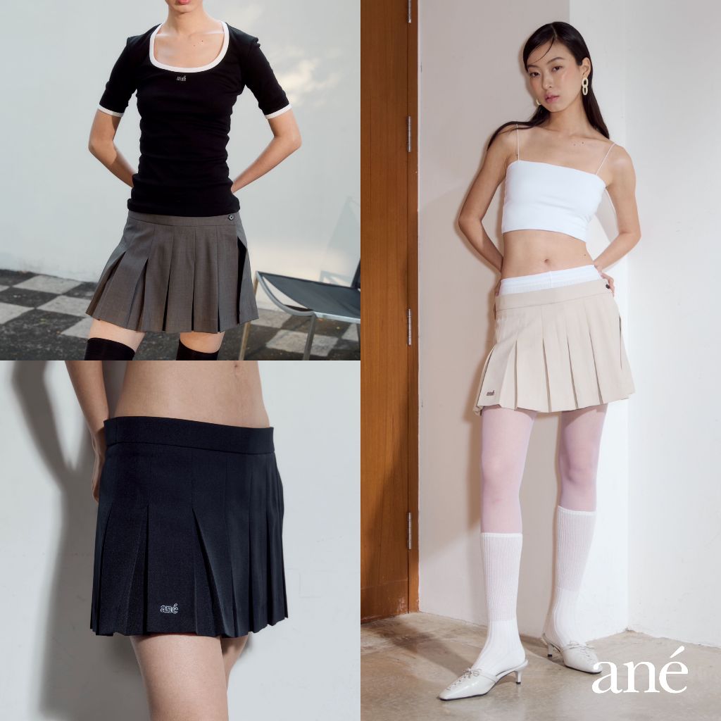 ané layered pleated mini skot ,กระโปรงกางเกงจับจีบ ane.wear