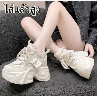 Marian พร้อมส่ง รองเท้าแฟชั่น รองเท้าผ้าใบผู้หญิง ทรงสวย ดีไซน์น่ารัก สวยมาก เสริมส้น7cm สินค้าตรงปก NO.A0492
