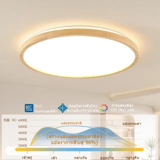 GOGEOUS 160W ไฟเพดาน LED ไม้เรียบง่าย โคมไฟเพดาน โคมไฟห้องรับแขก โคมไฟเพดานมินิมอล ไฟห้องนอน แสงปรับระดับ 3สี ไฟติดเพดาน