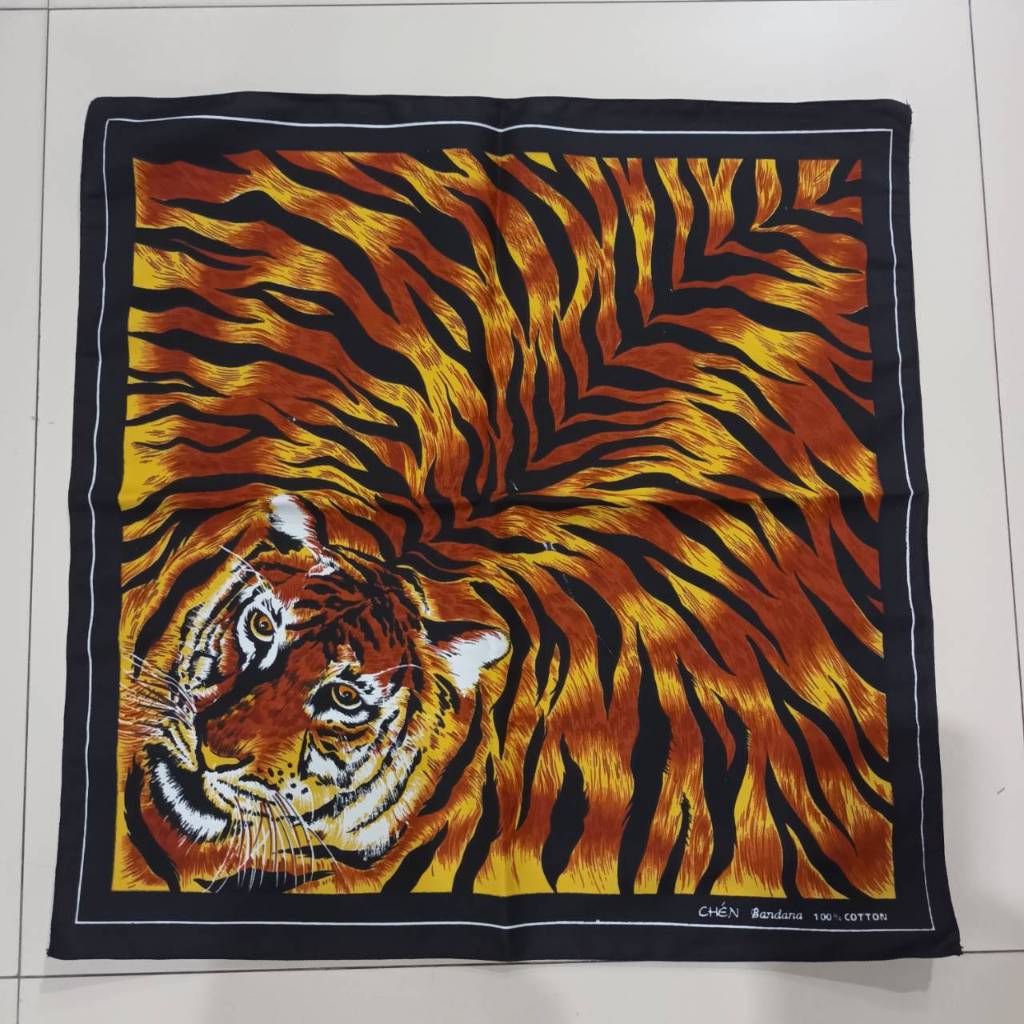 Tec40 Tiger เสือ Bandana COTTON 100% SIZE 53x53cm MODEL01 ผ้าเช็ดหน้า ผ้าโพกศีรษะ ไรท์สาระกับครูแว่น Tec40store
