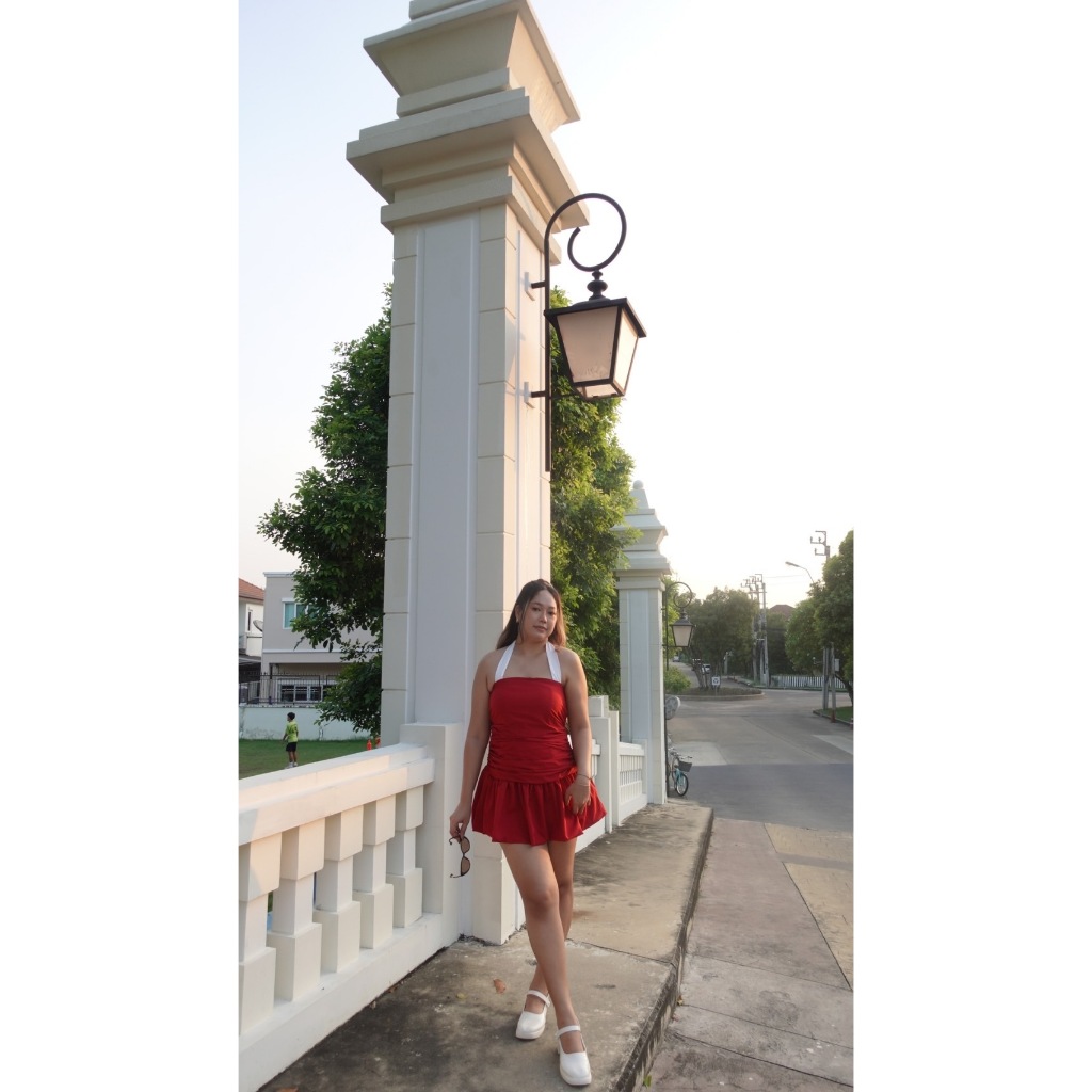 Balloon Dress เดรสทรงบอลลูนทูโทน น่ารักคูณสิบ ผูกโบว์หลังคอ คิ้วท์สุดๆ