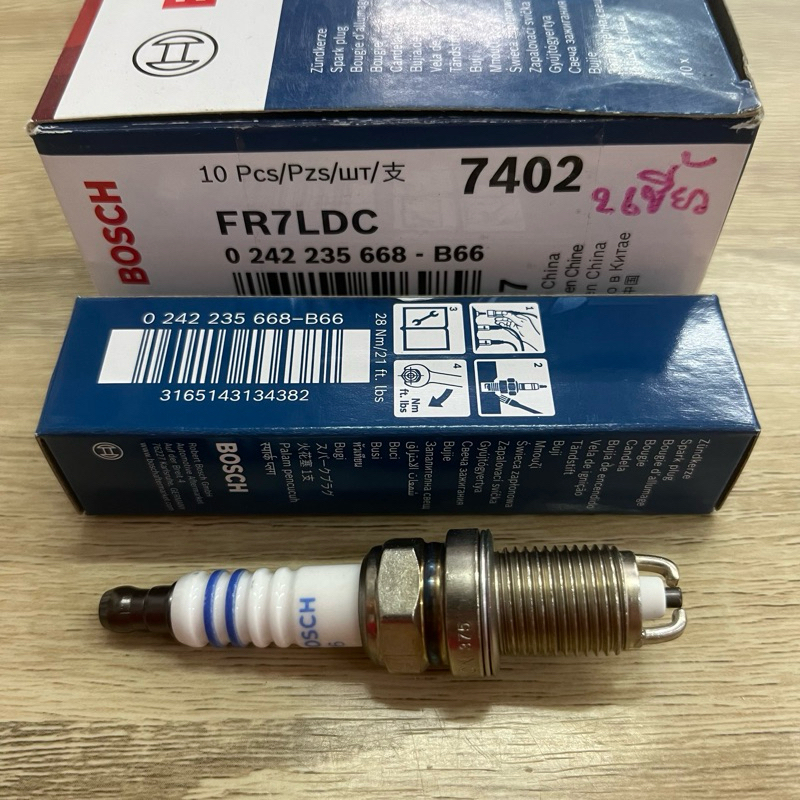หัวเทียน Bosch FR7LDC (F7LDCR 2 เขี้ยว) BMW E34,E36,E39 เครื่อง M40,M43,M50,M52 เบอร์ 12129063428
