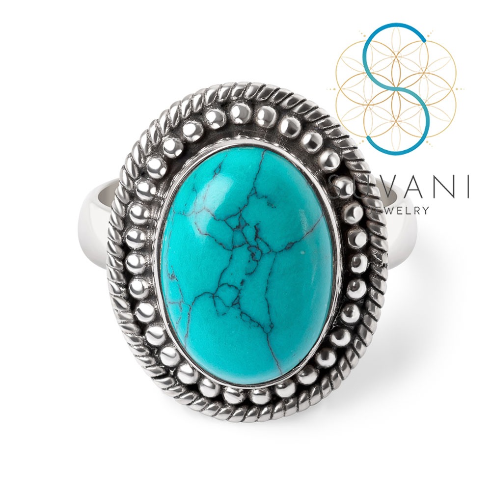 SUVANI เงินแท้ 92.5% แหวนหินเทอร์ควอยซ์ (Turquoise stone) รูปที่ 2