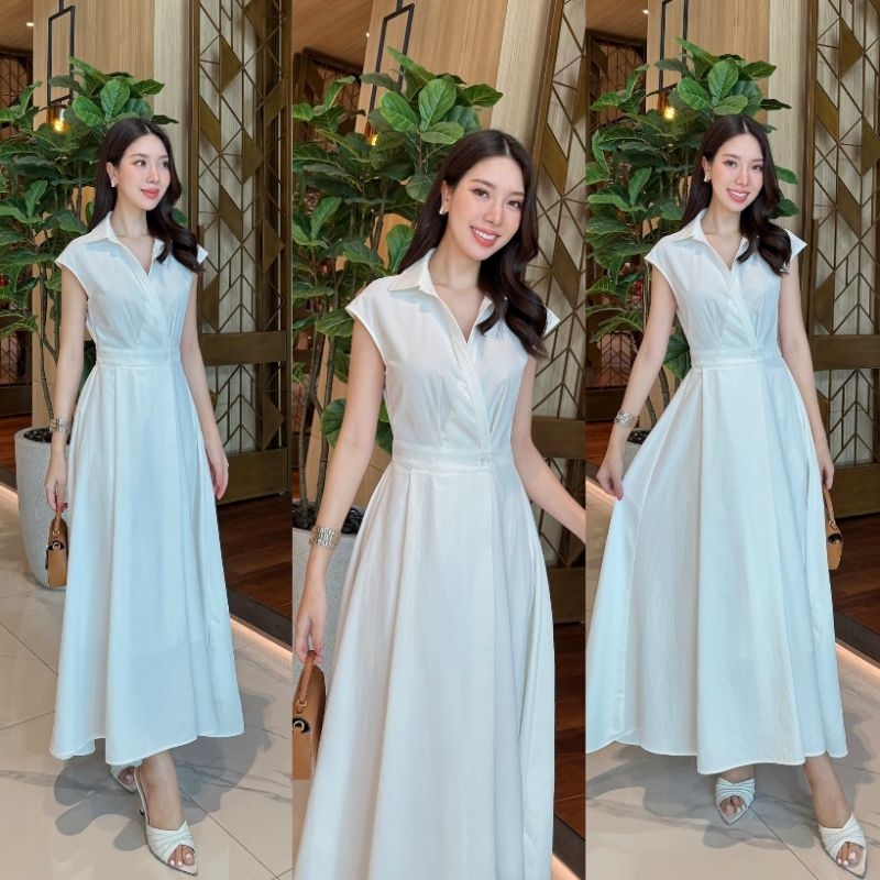 Swan เดรสยาวคอปกเชิ๊ตสวยหรูออกงาน