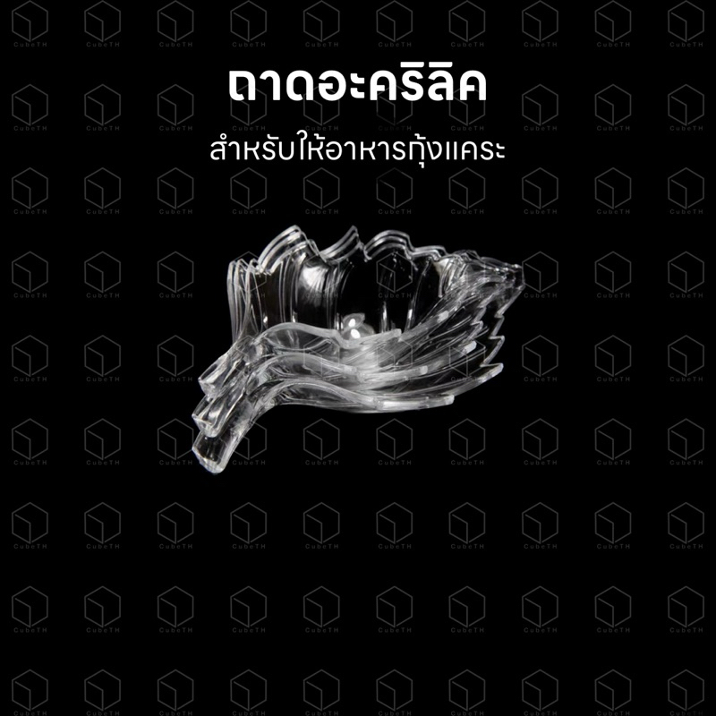 Walkingfarm ถาดอะคริลิคทรงใบไม้ สำหรับให้อาหารกุ้งแคระ ปลาบู่ หรือสัตว์เลี้ยงอื่น