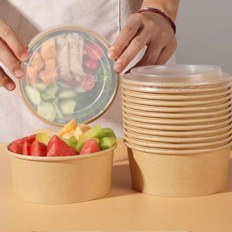 พร้อมส่ง ถ้วยกระดาษคราฟ ถ้วยกระดาษ 750 ml ถ้วย กระดาษ คราฟท์ 750 ถ้วยกระดาษคราฟ 1000ml ชามกระดาษ กล่