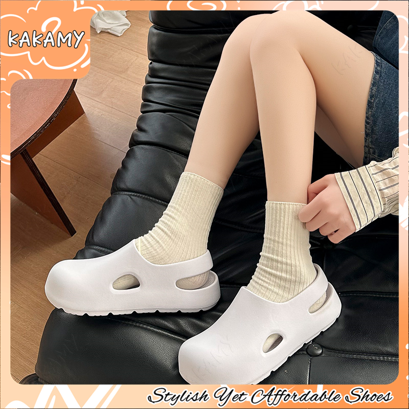 KAKAMY รองเท้าแตะหัวโต พื้นนุ่มสบายรองรับเท้าได้ดีเยี่ยม รองเท้าแตะแฟชั่นกันลื่นสำหรับผู้หญิง