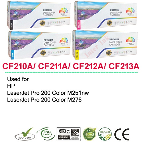 หมึกเทียบเท่า CF210A/ CF211A/ CF212A/ CF213A (สีดำ/ สีฟ้า/ สีเหลือง/ สีแดง) 131A Full Color